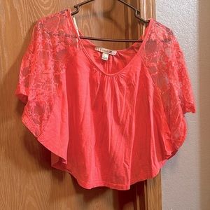 Forever 21 Coral lace sleeve top